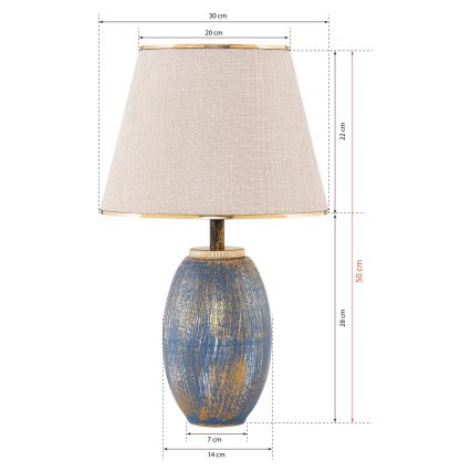 Lampe de table RAMZES 1xE27/40W/230V crème/bleu