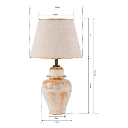 Lampe de table RAMZES 1xE27/40W/230V crème/dorée