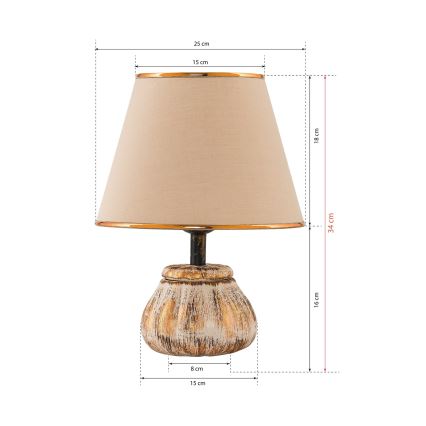 Lampe de table RAMZES 1xE27/40W/230V crème/dorée