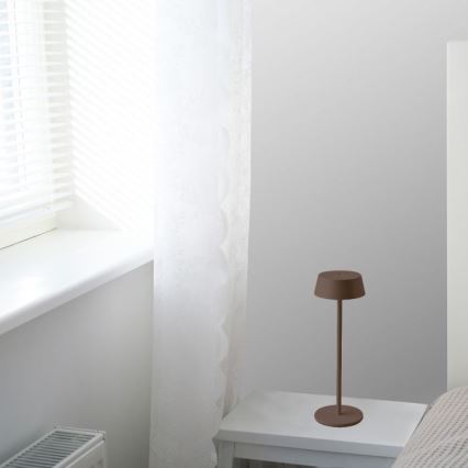 Lampe de table rechargeable à intensité variable d'extérieur LED/2W/5V 4400 mAh IP54 marron