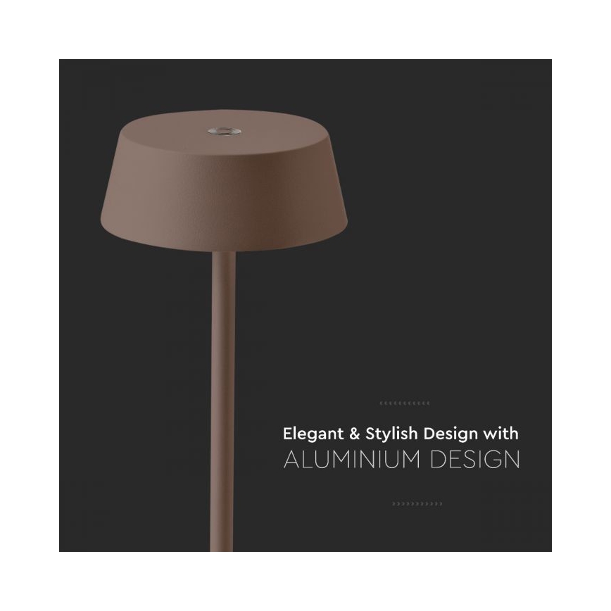 Lampe de table rechargeable à intensité variable d'extérieur LED/2W/5V 4400 mAh IP54 marron