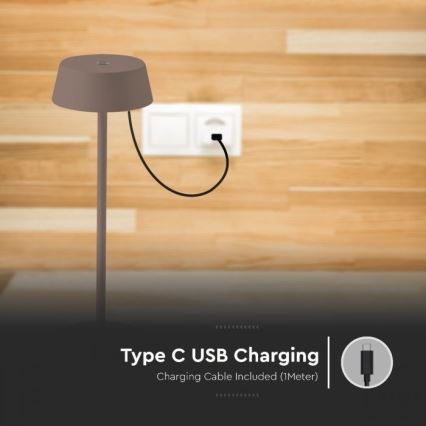 Lampe de table rechargeable à intensité variable d'extérieur LED/2W/5V 4400 mAh IP54 marron