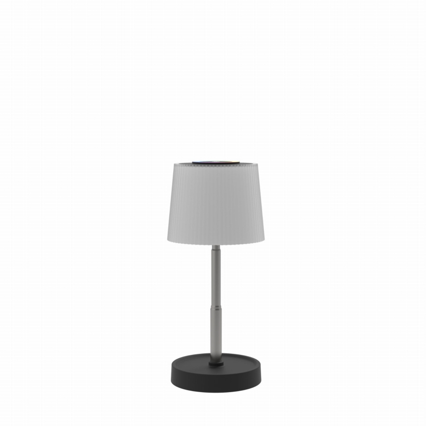 Lampe de table d'extérieur rechargeable LED RGBW tactile et dimmable — 2 W, 5 V, IP44, 1200 mAh — gris