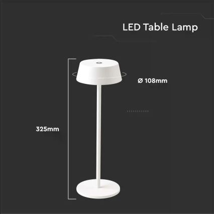 Lampe de table rechargeable tactile à intensité variable d