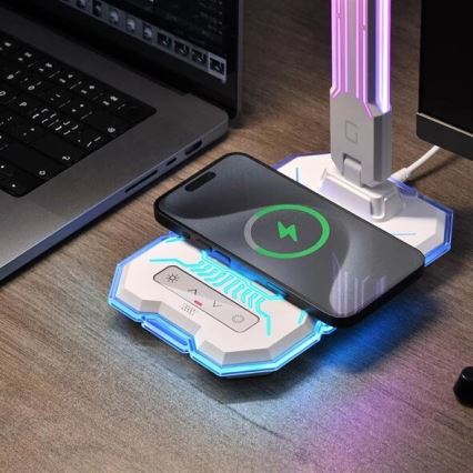 Lampe de table RGB tactile rechargeable et à intensité variable avec charge sans fil LED/7,5W/5V 2700-5300K blanc