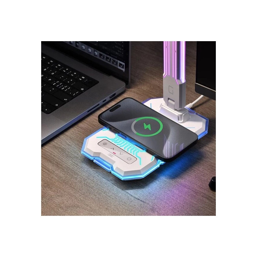 Lampe de table RGB tactile rechargeable et à intensité variable avec charge sans fil LED/7,5W/5V 2700-5300K blanc