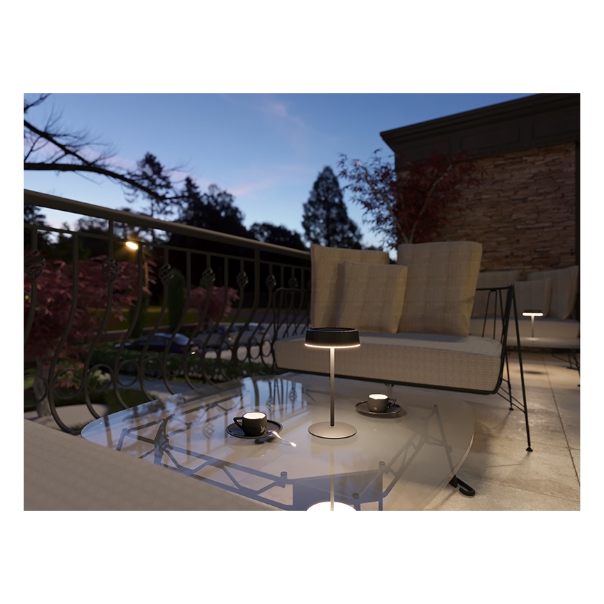 Lampe de table solaire rechargeable à intensité variable LED VIVIEN LED/3W/5V 2700K 1600 mAh IP54 noir