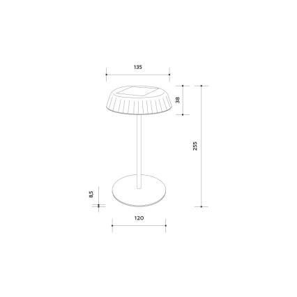 Lampe de table solaire rechargeable à intensité variable LED VIVIEN LED/3W/5V 2700K 1600 mAh IP54 noir