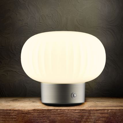 Lampe de table tactile à intensité variable LATTE LED/1,8W/5V USB 2000 mAh chrome mat/blanc