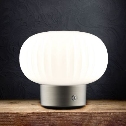 Lampe de table tactile à intensité variable LATTE LED/1,8W/5V USB 2000 mAh chrome mat/blanc