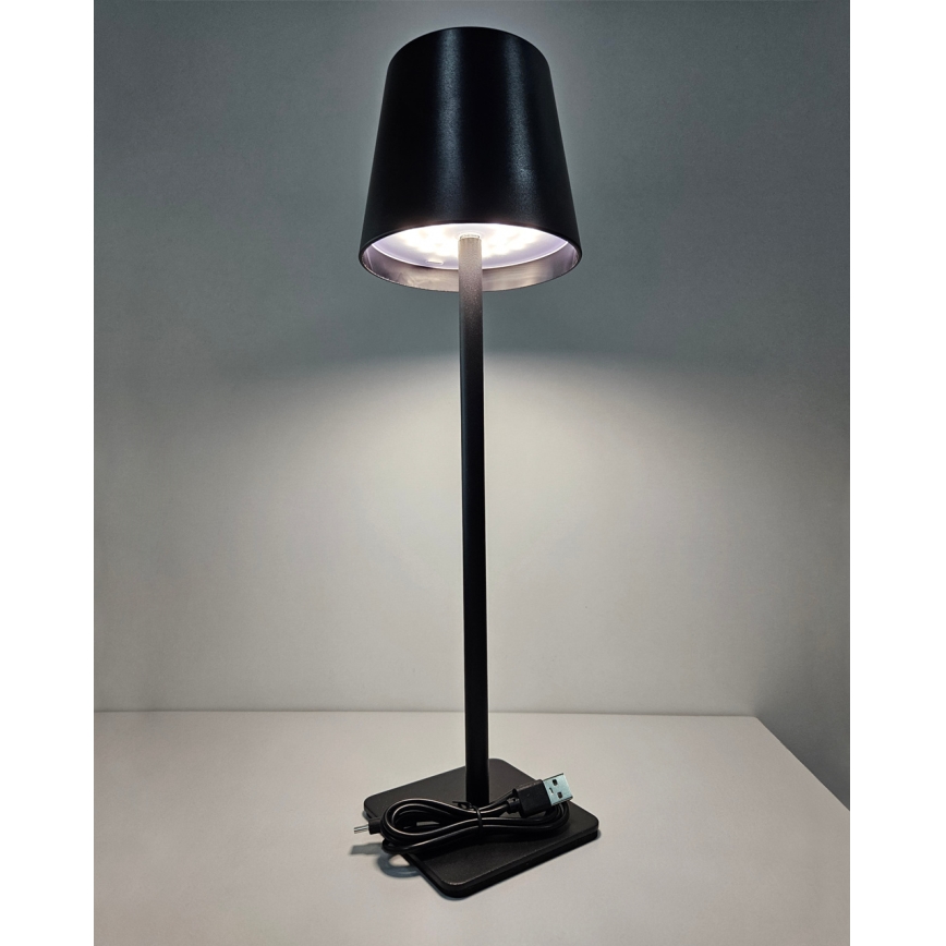 Lampe de table tactile à intensité variable LED/5W/5V USB 1200 mAh noir