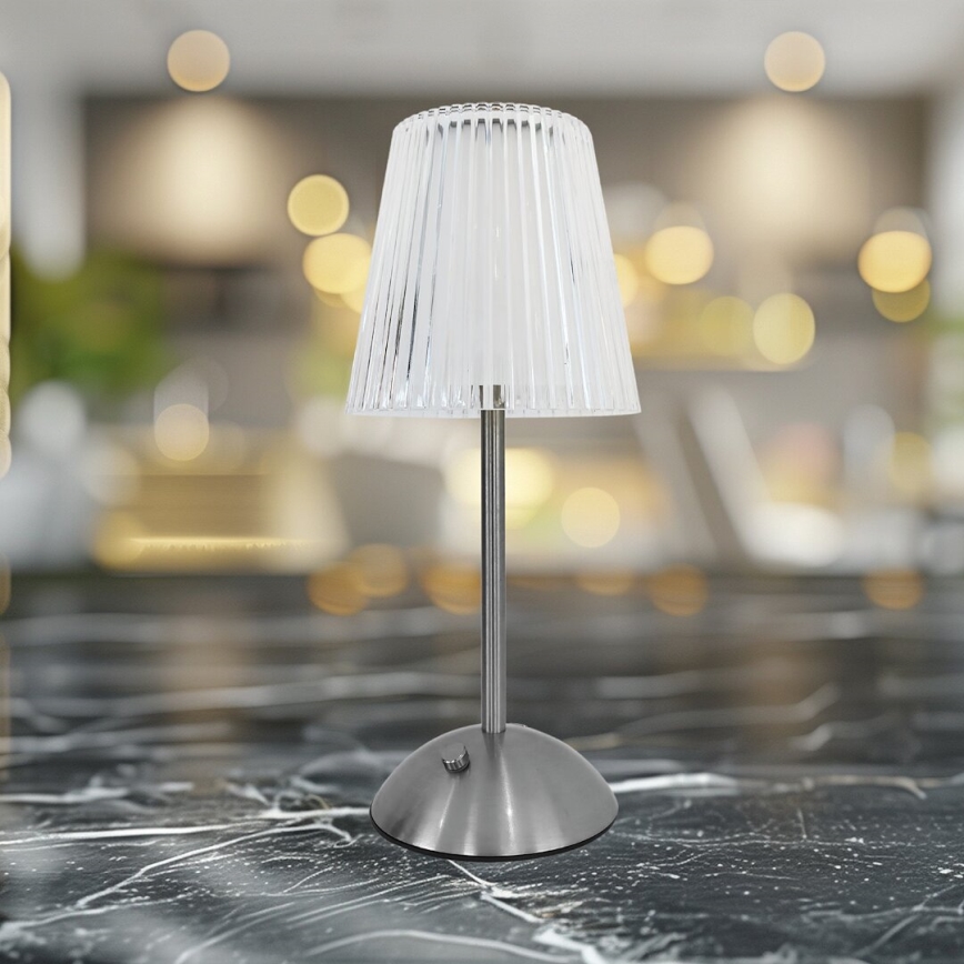 Lampe de table tactile à intensité variable rechargeable ELBA LED/1,6W/800 mAh chrome mat/transparent