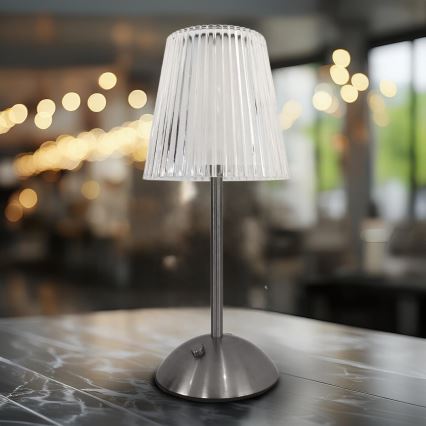 Lampe de table tactile à intensité variable rechargeable ELBA LED/1,6W/800 mAh chrome mat/transparent