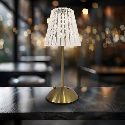 Lampe de table tactile à intensité variable rechargeable ELBA LED/1,6W/800 mAh 3000/4000/6000K doré/transparent