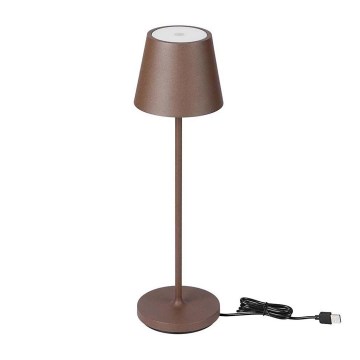 Lampe de table tactile à intensité variable rechargeable LED/2W/5V 4400 mAh 3000K IP54 marron
