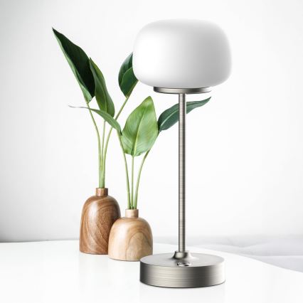 Lampe de table tactile à intensité variable RIMINI LED/2W/5V USB 2000 mAh chrome mat/blanc