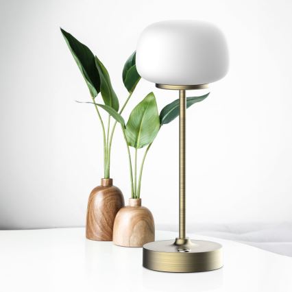 Lampe de table tactile à intensité variable RIMINI LED/2W/5V USB 2000 mAh doré/blanc