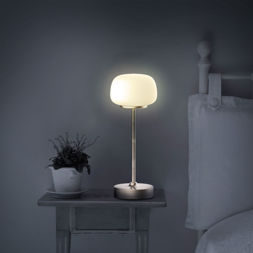 Lampe de table tactile à intensité variable RIMINI LED/2W/5V USB 2000 mAh doré/blanc