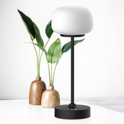 Lampe de table tactile à intensité variable RIMINI LED/2W/5V USB 2000 mAh noir/blanc