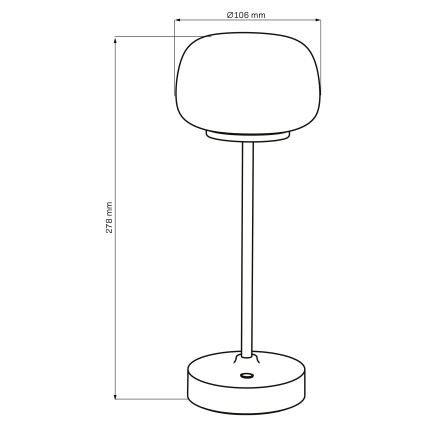 Lampe de table tactile à intensité variable RIMINI LED/2W/5V USB 2000 mAh noir/blanc