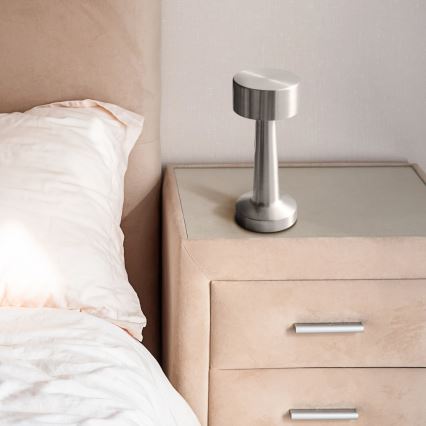 Lampe de table tactile à intensité variable LED SIMPLY/5V 2700/4000/6500K 800 mAh chrome brillant