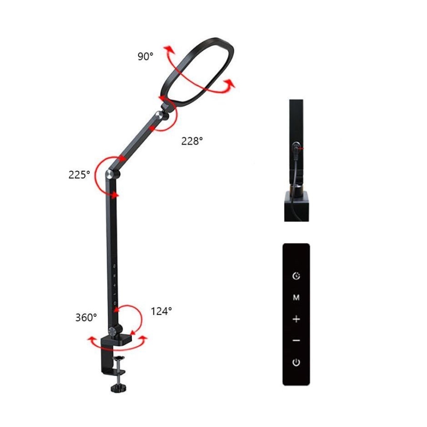 Lampe de table tactile flexible à intensité variable POINTIQ LED/15W/230V 3000-6500K CRI 96 noir