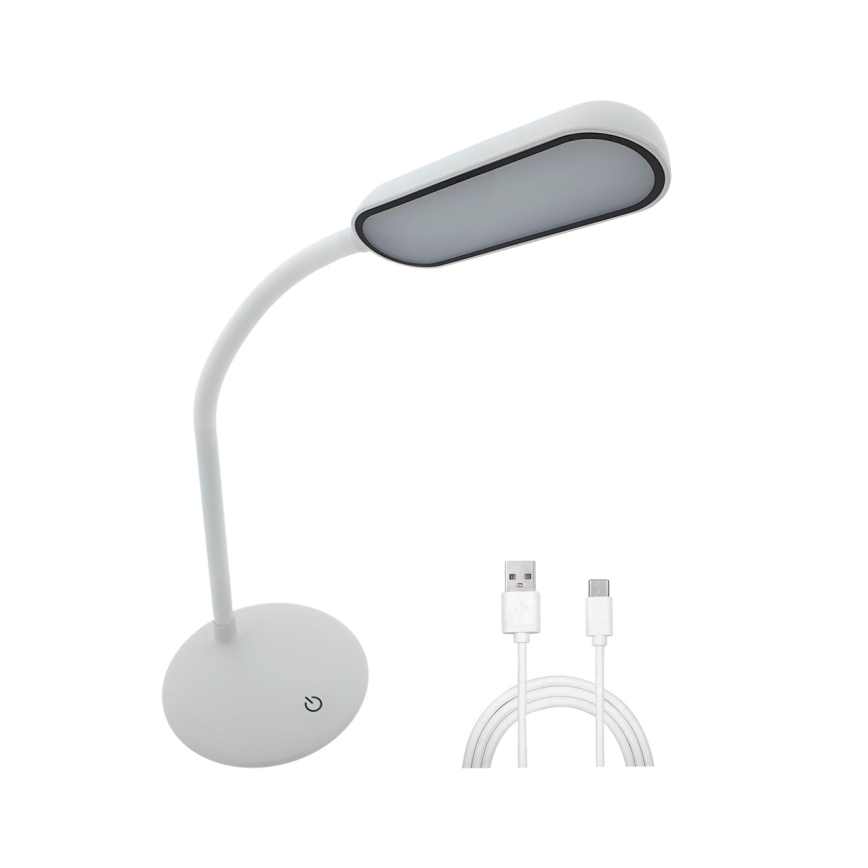 Lampe de table tactile flexible à intensité variable LED/6W/5V USB 1200 mAh blanc
