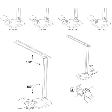 Lampe de table tactile LED à intensité variable TOLEDO LED/8W/230V 3000-6500K
