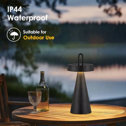 Lampe de table LED tactile d'extérieur rechargeable et dimmable HALO LED/1,5W/3,7V 3000 mAh IP44 noire