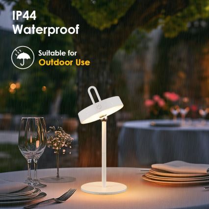 Lampe de table tactile LED dimmable rechargeable pour extérieur GENTLE LED/1,5W/3,7V 3000 mAh IP44 blanche
