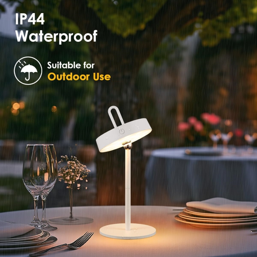 Lampe de table tactile LED dimmable rechargeable pour extérieur GENTLE LED/1,5W/3,7V 3000 mAh IP44 blanche
