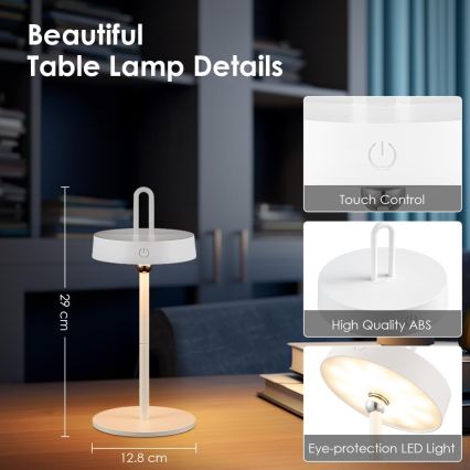 Lampe de table tactile LED dimmable rechargeable pour extérieur GENTLE LED/1,5W/3,7V 3000 mAh IP44 blanche