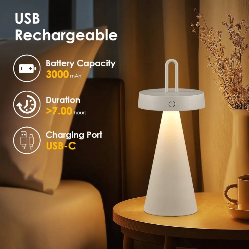 Lampe de table tactile rechargeable d'extérieur dimmable LED HALO LED/1,5W/3,7V 3000 mAh IP44 gris