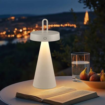 Lampe de table tactile rechargeable d'extérieur dimmable LED HALO LED/1,5W/3,7V 3000 mAh IP44 gris