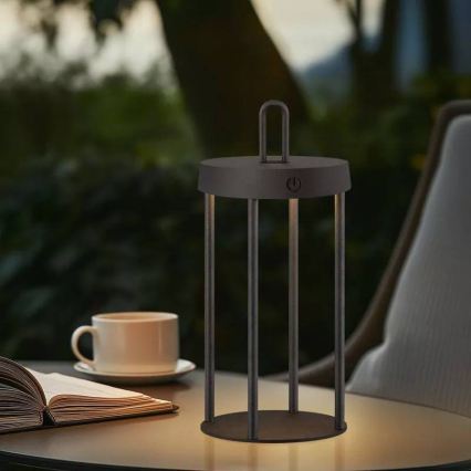 Lampe de table tactile LED d'extérieur dimmable, rechargeable GENTLE LED/1,5W/3,7V 3000 mAh IP44 noire
