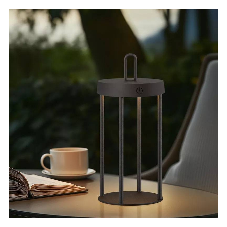 Lampe de table tactile LED d'extérieur dimmable, rechargeable GENTLE LED/1,5W/3,7V 3000 mAh IP44 noire