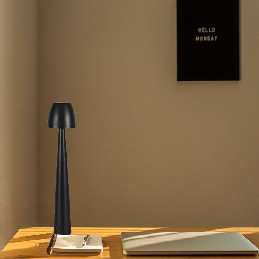 Lampe de table tactile rechargeable et à intensité variable LED/3W/5V 3000-6000K 1800 mAh noir