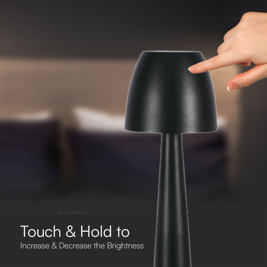 Lampe de table tactile rechargeable et à intensité variable LED/3W/5V 3000-6000K 1800 mAh noir