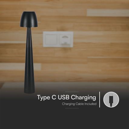 Lampe de table tactile rechargeable et à intensité variable LED/3W/5V 3000-6000K 1800 mAh noir