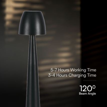 Lampe de table tactile rechargeable et à intensité variable LED/3W/5V 3000-6000K 1800 mAh noir