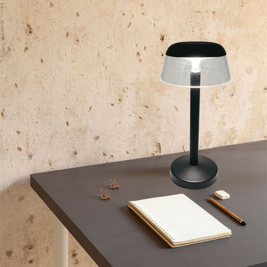 Lampe de table tactile rechargeable et à intensité variable LED/3W/5V 3000-6000K 1800 mAh noir