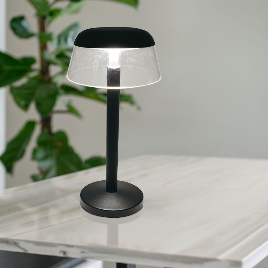 Lampe de table tactile rechargeable et à intensité variable LED/3W/5V 3000-6000K 1800 mAh noir