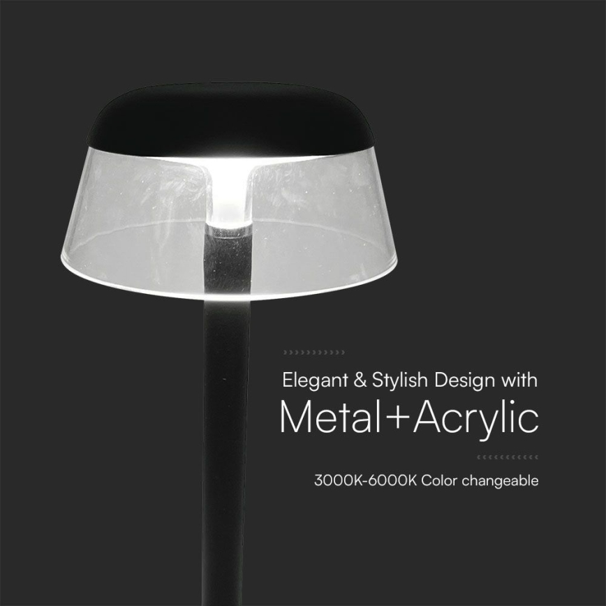 Lampe de table tactile rechargeable et à intensité variable LED/3W/5V 3000-6000K 1800 mAh noir