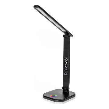 Lampe de table tactile RGBW à intensité variable avec charge sans fil, LCD écran et Port USB MAGNUS LED/6W/5V 3000-6500K noir