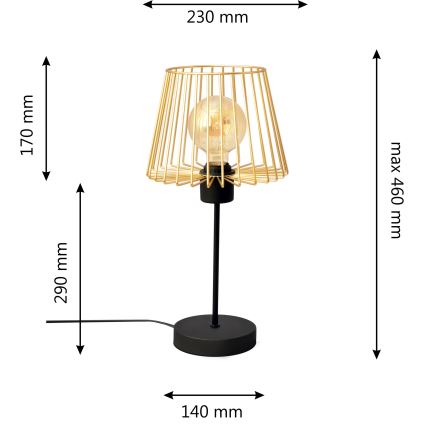 Lampe de table TORRI 1xE27/15W/230V doré/noir