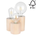 Lampe de table VINCENT 3xE27/15W/230V bouleau - certifié FSC