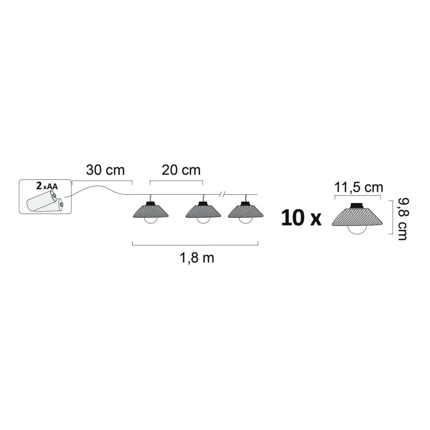 Lampe décorative LED ASTRA 10xLED/2xAA