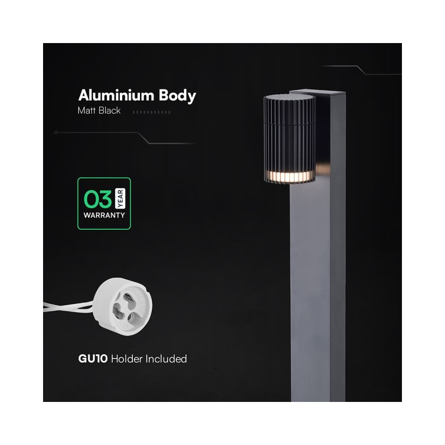 Lampe d'extérieur 1xGU10/10W/230V IP44 50 cm noire