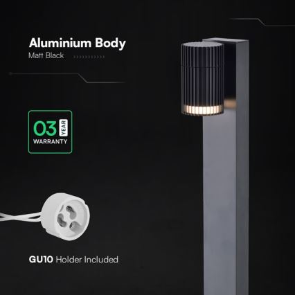 Lampe d'extérieur 1xGU10/10W/230V IP44 80 cm noire