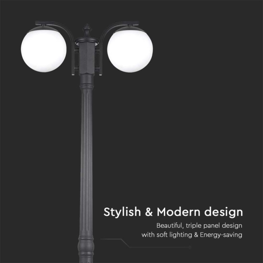 Lampe d'extérieur 2xE27/60W/230V IP44 199 cm noire